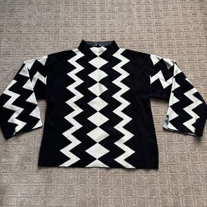 Vici Zig Zag Chevron Knit Sweater Women's S Black White Boho Funky Witchy
